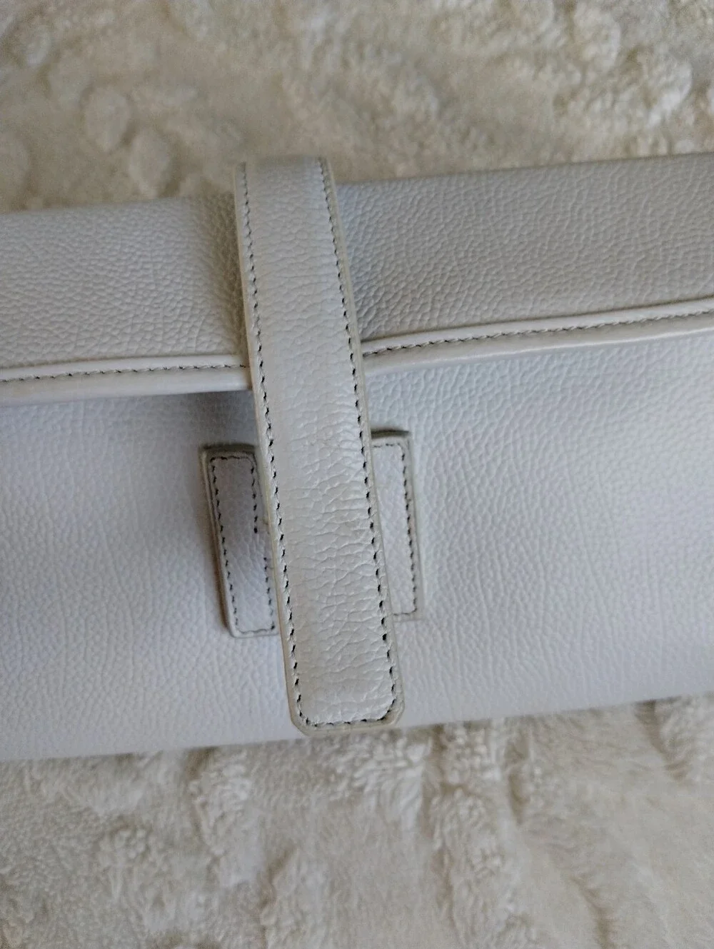 Hermes Jige White Leather Clutch